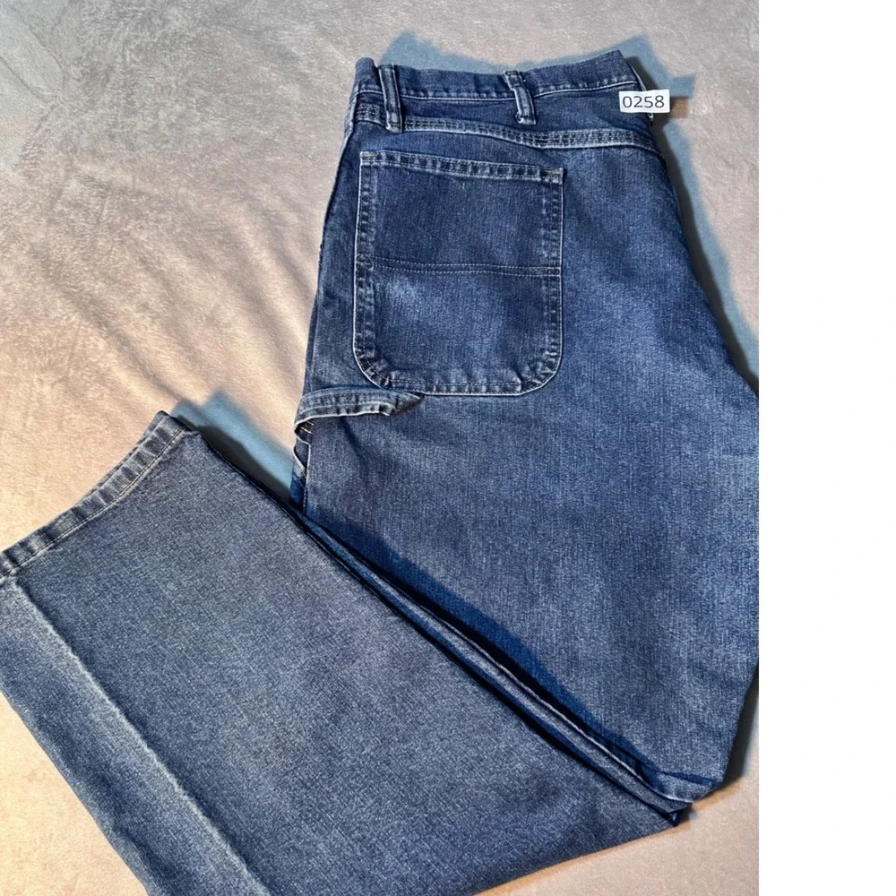 Wrangler Mens Carpenter Jeans Medium Wash Blue Denim Utility Work Pants 94LSWDV